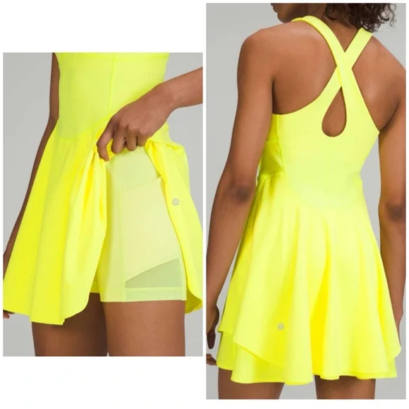 Lululemon court crush tennis dress electric lemon yellow 8 - Picture 2 of 12
